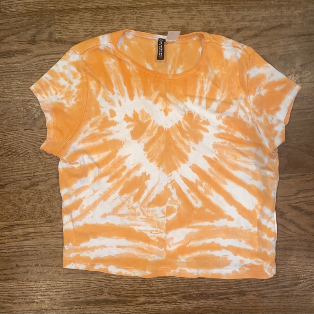 H&M Creamsicle short sleeve tie-dye crop tee women’s size medium